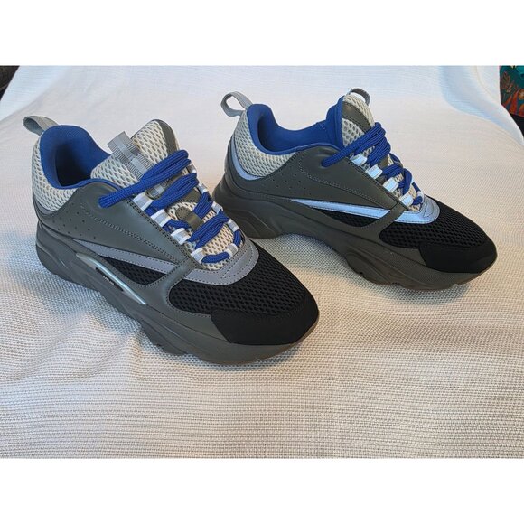Dior B22 Men’s Sneakers Size 41 (US 8) Grey Black Blue Mesh Leather Pre-Owned - Picture 2 of 16